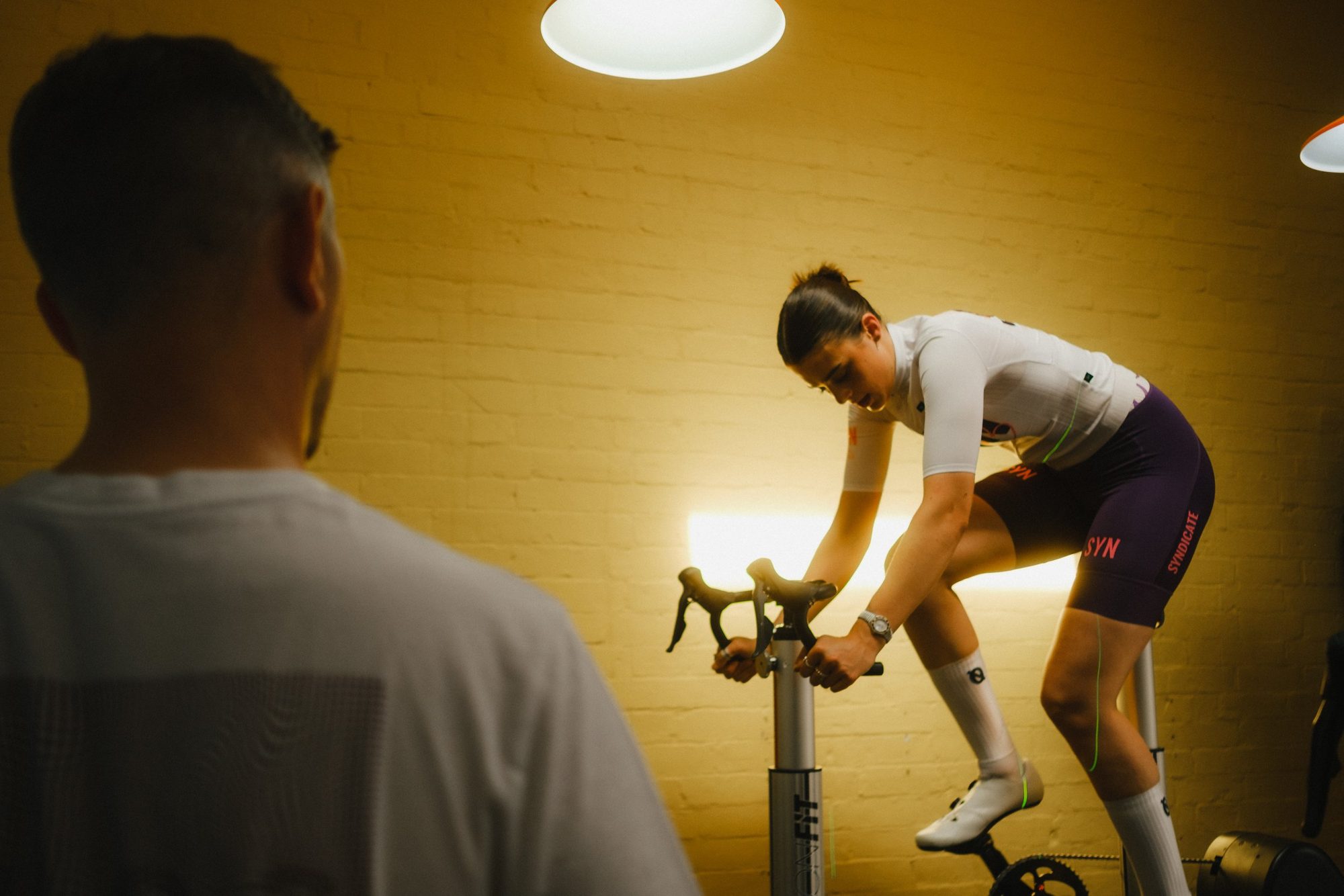 Jon Underhill working with a rider during a fit session at CORE Bike Fit